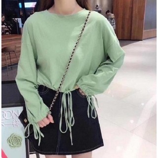 Áo thun nữ tay dài dây rút thời trang