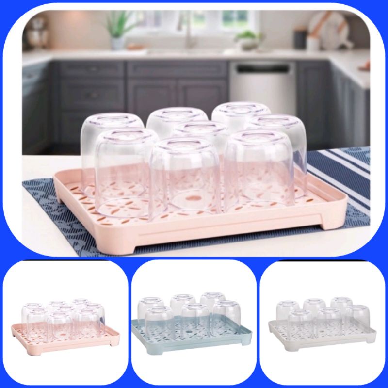 #New# Khay úp cốc, úp lý, khay trà vuông 2 lớp nhựa Việt Nhật 5658 - úp cốc ráo nước, có khay hứng_ chất nhựa lỳ đẹp mắt