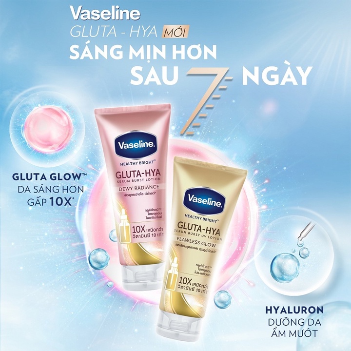 Sữa dưỡng thể Vaseline Healthy 330ml Mit Beauty dưỡng ẩm toàn thân cho body trắng da hồng hào