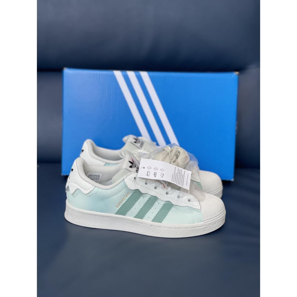 Giày_adidas superstar phiên bản sò xanh lá, Giày thể thao nữ, Sneaker nữ adidas cổ thấp xanh trắng cực hot 2023