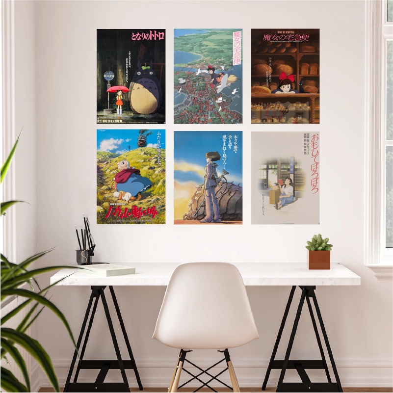 Poster Ghibli Nhật Bản dán tường hình anime tùy chọn, sẵn keo, chống nước Phần 1