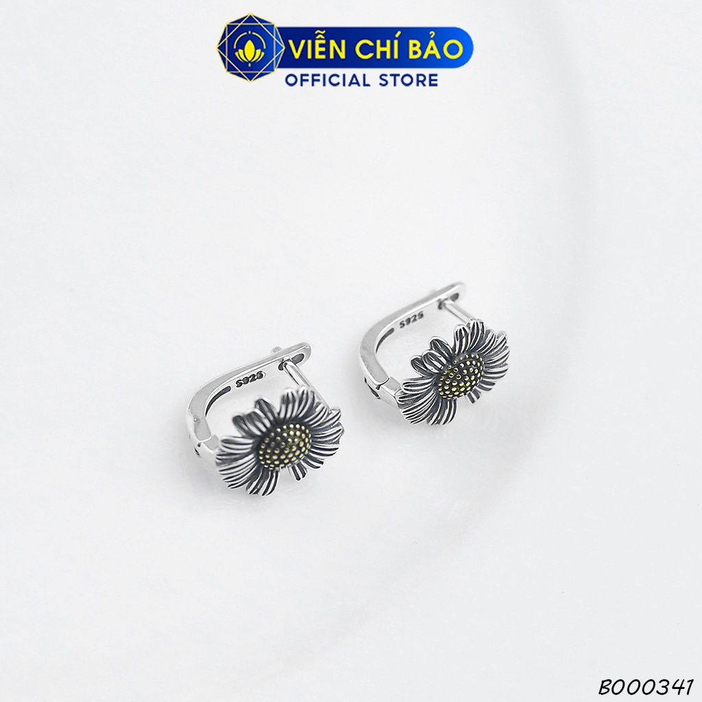 Bông tai bạc nữ hoa hướng dương chất liệu bạc Thái 925 thời trang phụ kiện trang sức Viễn Chí Bảo B000341