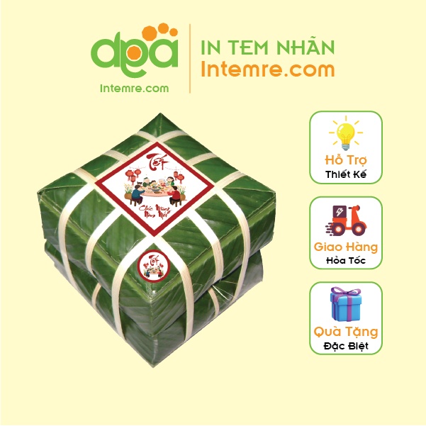 Sẳn Tem Nhãn Giấy Xi Măng Kraft - Decal Dán Intemre.com - Tết Hình Tròn Kt: 4cm