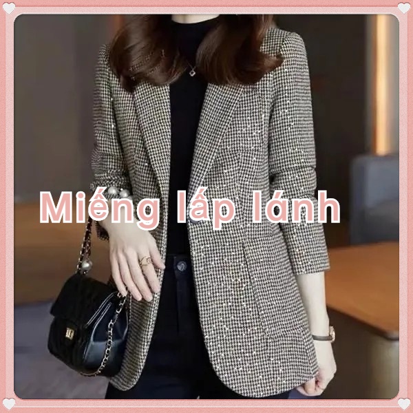 Áo Khoác Vest Đính Kim Sa Phong Cách Hàn Quốc Thời Trang Thu Đông 2023 Cho Nữ