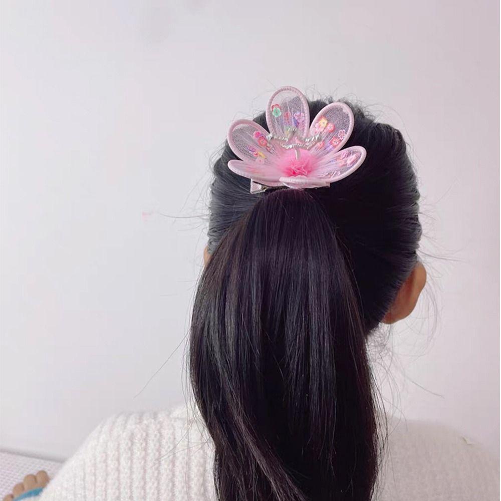 Kẹp Tóc Vải Gạc Hình Thỏ Hoạt Hình Đội Vương Miện Ngọt Ngào Cho Bé Gái|Kẹp Tóc