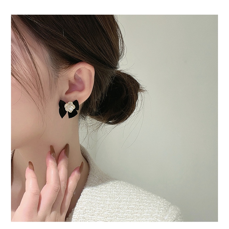 Bông Tai Mạ Bạc 925 Hình Nơ Đính Hoa Trà Xinh Xắn Thời Trang Cao Cấp Cho Nữ