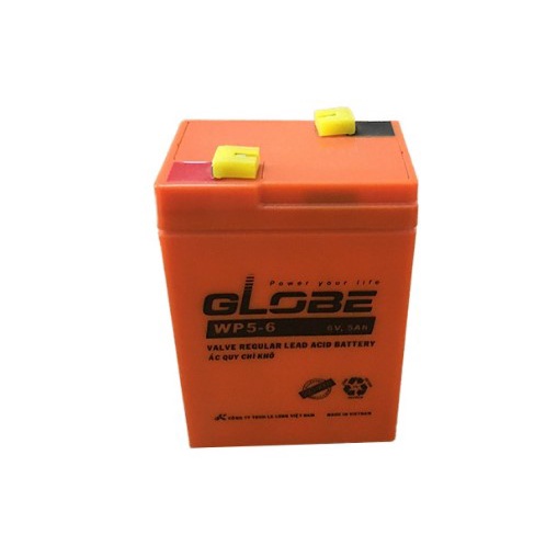Ắc quy khô GLOBE WP5-6 6V-5AH Bình ắc quy khô 6v cho xe điện trẻ em ,đèn khẩn cấp,quạt sạc