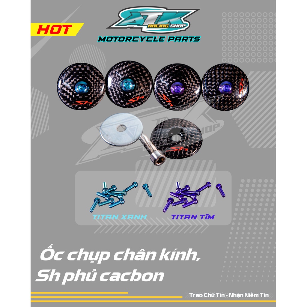 "Ốc chụp chân kính, gương chiếu hậu Sh phủ cacbon đa năng dành cho xe SH các đời và xe tay ga xe số