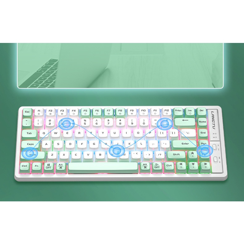 Bàn phím cơ HOTSWAP LANGTU GK85 kết nối USB typeC Golden Switch êm nhẹ 19 chế độ led