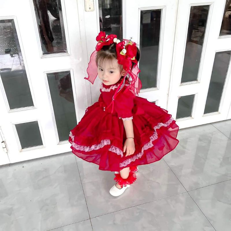 Bờm tóc lolita hoa xinh cho bé nhiều màu