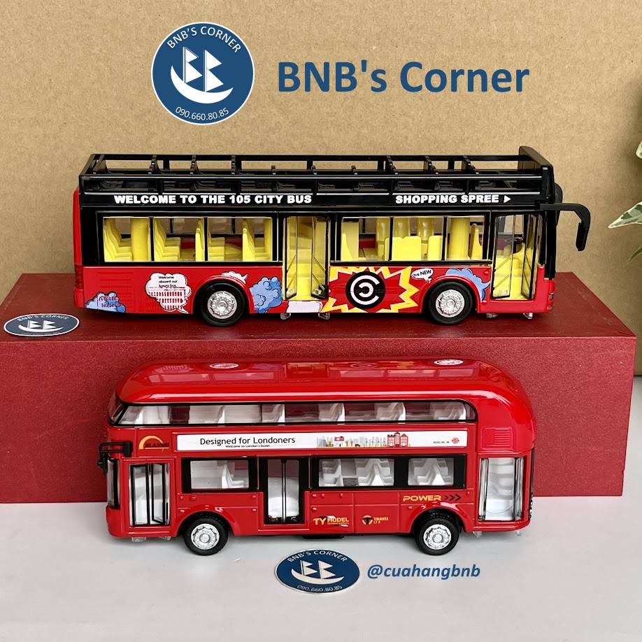 Mô hình xe buýt 2 tầng tỉ lệ 1:32 bằng hợp kim