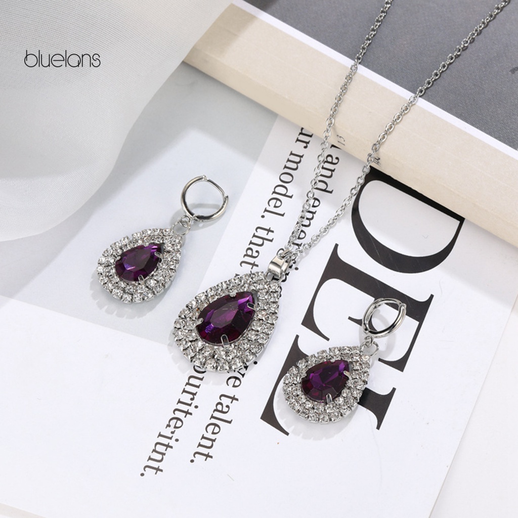 1 Set Phụ Kiện Trang Sức Gồm Vòng cổ / Bông Tai Đính Đá Khối Lập Phương Sang Trọng