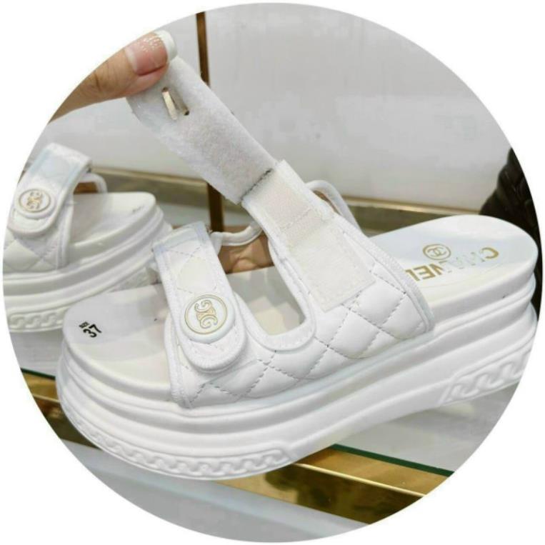 Dép nữ 2 quai ngang dán độn đế 7cm hack dáng siêu nhẹ