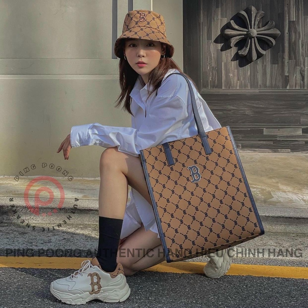 túi tote mlb kèm ví nhỏ size 37 x 40 x 9 cm nâu