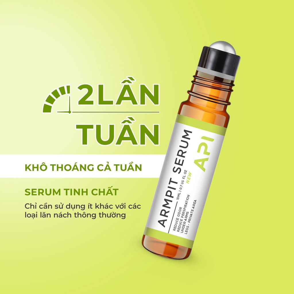 Son nách API, khử mùi hôi nách API, lăn khử mùi ngăn tiết mồ hôi 72h 10ml