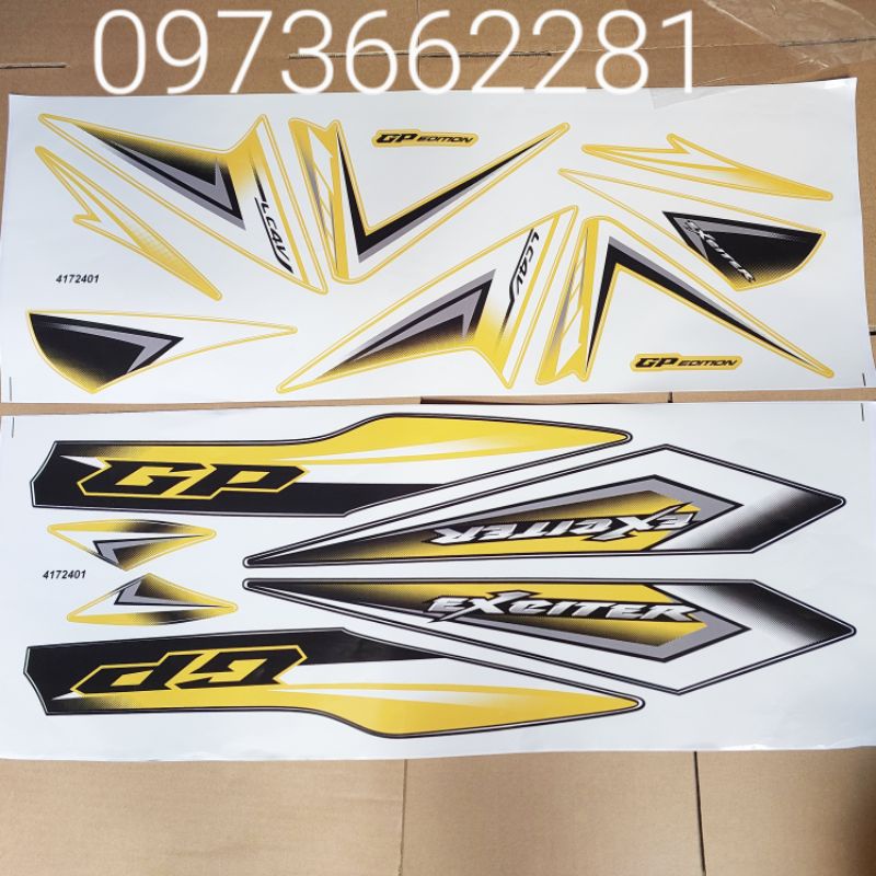 Bộ tem dán xe EXCITER 2009-2010 màu vàng đến GP