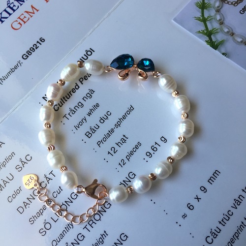 Lắc tay thời trang, hạt trai thiên nhiên, đính đá hình thiên nga tình yêu, món quà thể hiện tình yêu mãi không rời xa