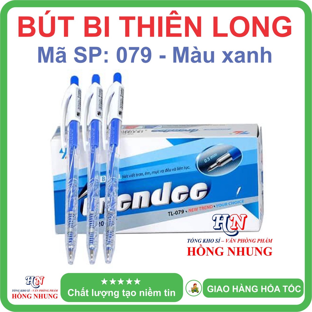 COMBO Hộp 20 Bút Bi Thiên Long TL-079 Đầu Nhỏ 0.5mm - Mực đều, êm, mịn, không rít giấy