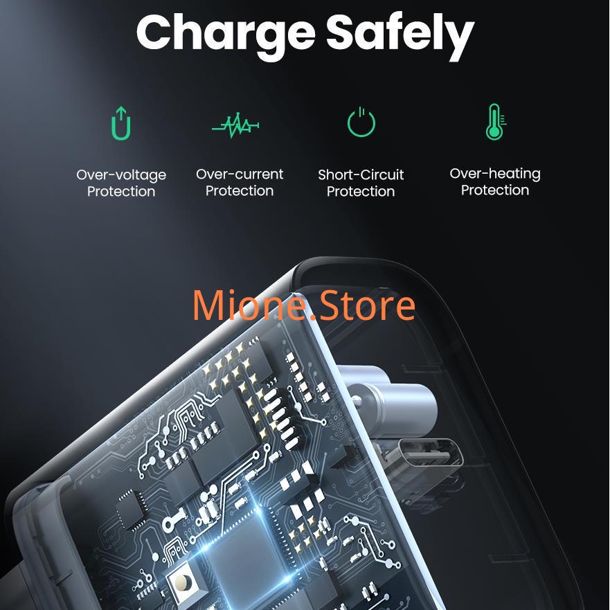 Củ sạc nhanh USB C MIONE 25W 2 cổng USB Type C PD QC 3.0 4.0 20W thích hợp cho máy tính bảng điện thoại Android