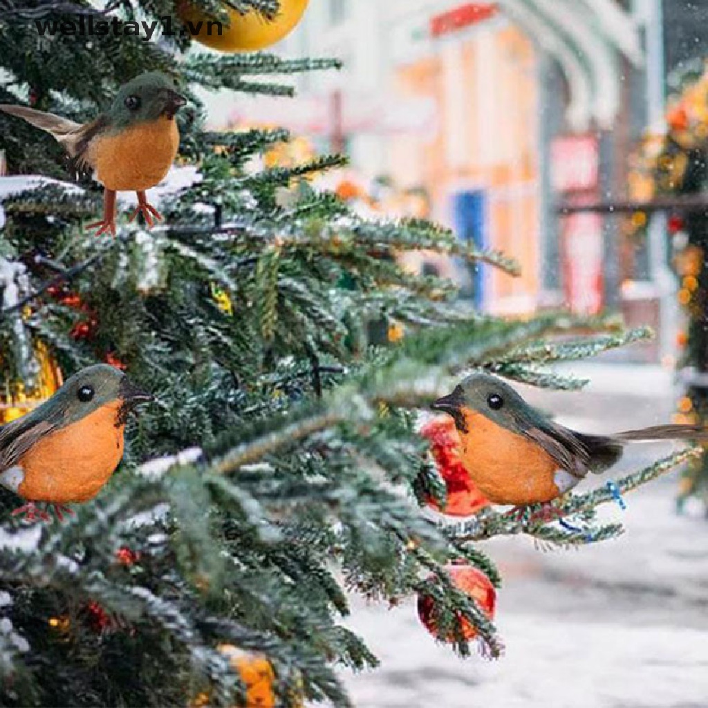 1 Chú Chim Nhân Tạo Robin Mini Trang Trí Giáng Sinh
