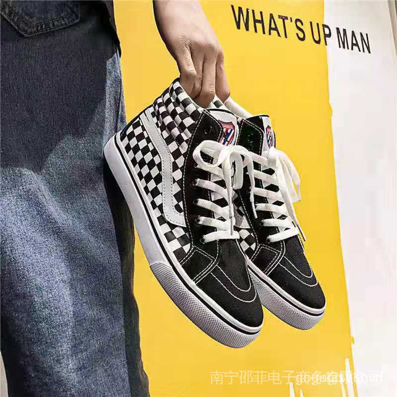 Vans Giày Thể Thao Canvas Họa Tiết Caro Trắng Đen Thời Trang Cho Nam Nữ