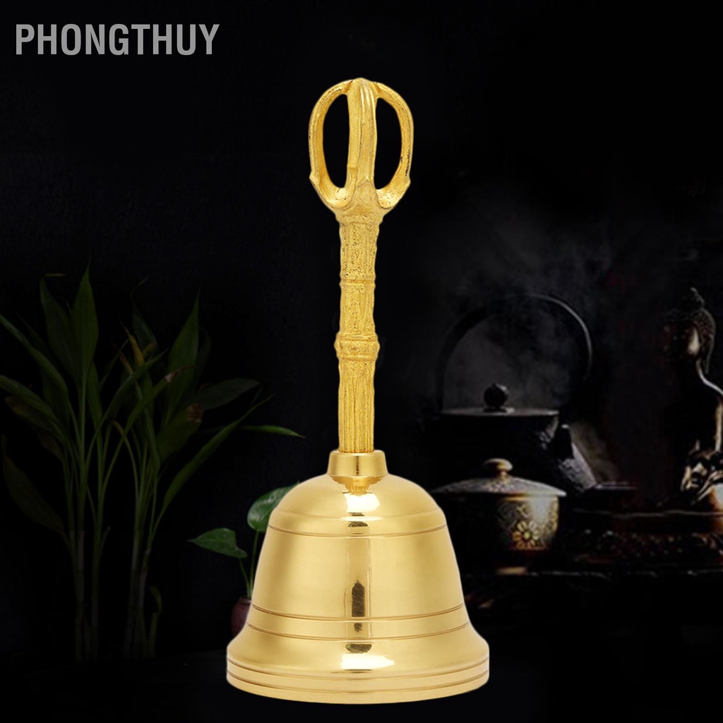 Chuông lắc - Chuông Cầm Tay bằng đồng cho Phật giáo đạo giáo phong thủy 4.5 Inch