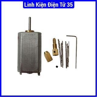 Combo máy khoan mini 5V Siêu Khỏe V1(  1 motor mini 132, 1 đầu kẹp 2015, mũi  khoan)