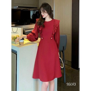 [Kèm ảnh thật]🍒Đầm xoè phối bèo tay dài (Free/big size XL, 2XL)