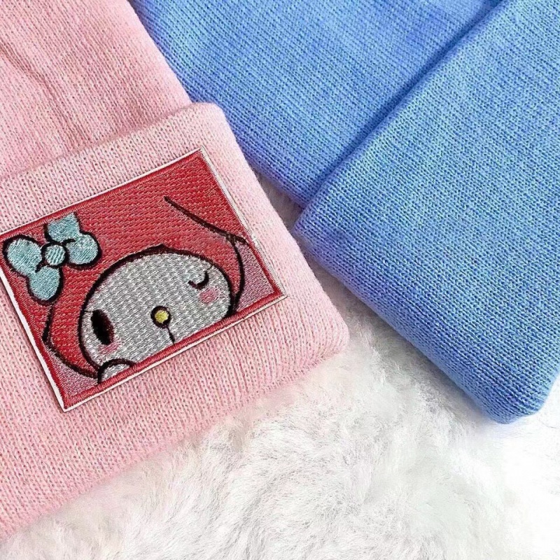 Sanrio Mũ Len Dệt Kim Giữ Ấm Mùa Đông In Hình Kuromi Hello Kitty Thời Trang Cho Cặp Đôi