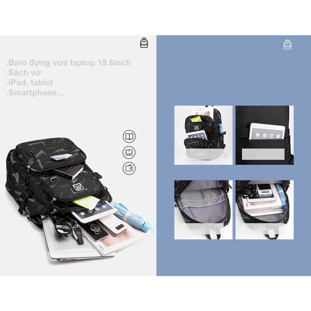 Balo đi học nam nữ thời trang unisex cá tính chất liệu vải cao cấp chống nước phong cách ulzzang trẻ trung 9485