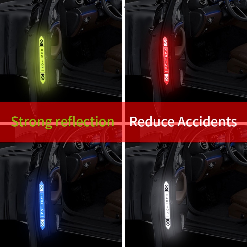 Bộ 4 Miếng Dán Phản Quang Cảnh Báo An Toàn Chống Va Chạm Cho Cửa Xe Hơi