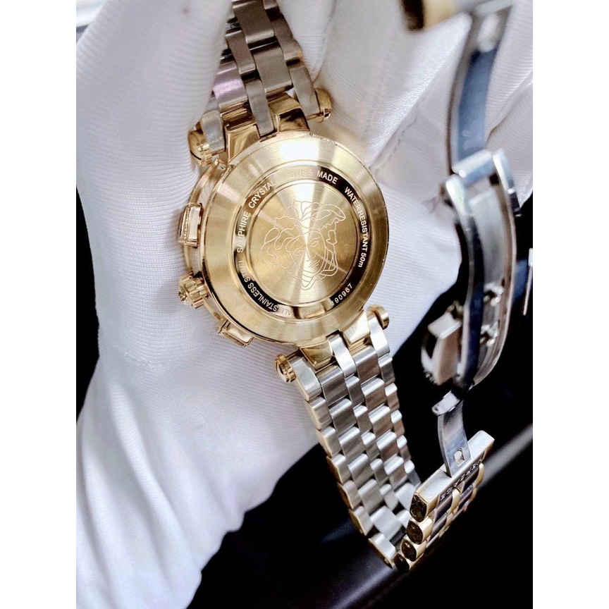 Cặp Đồng hồ nam nữ Versace ANALLOGUE DIAL MEN  dây thép demi Mặt trắng - Máy Swiss Quartz- Bảo Hành 24 Tháng