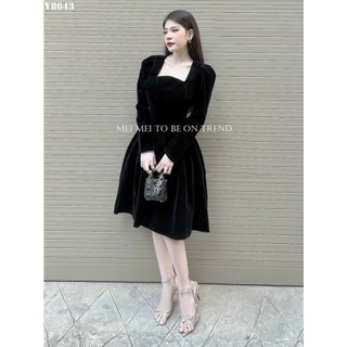 Đầm nữ dáng dài đi dự tiệc cưới sang trọng, đầm tiểu thư hàn quốc thiết kế tinh tế, chất vải nhung cứng sang trọng