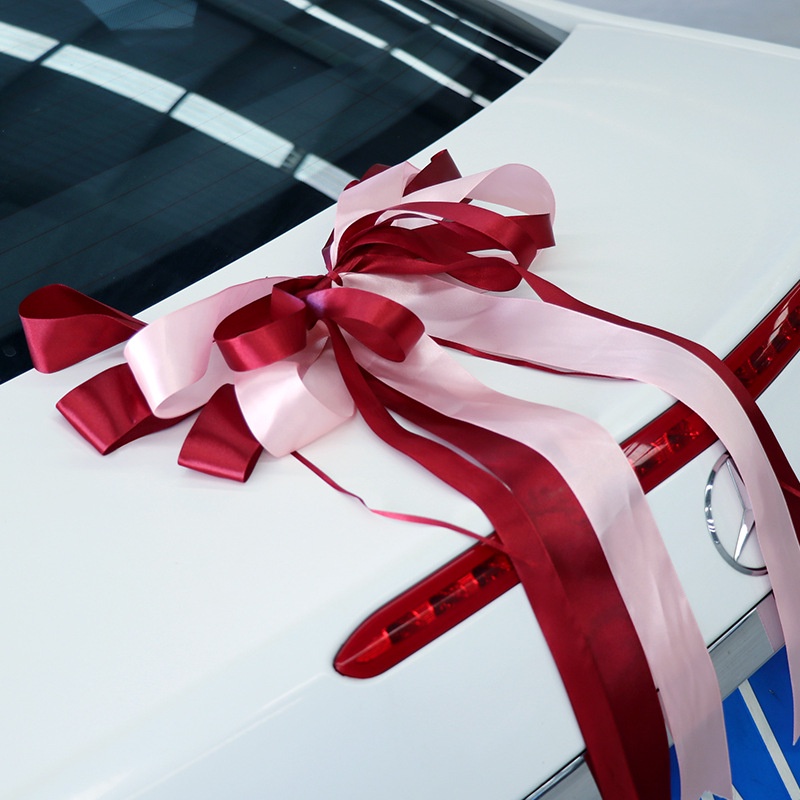 Dây Ruy Băng Thắt Nút Hình Hoa Hồng Trang Trí Cửa Xe Hơi Đám Cưới