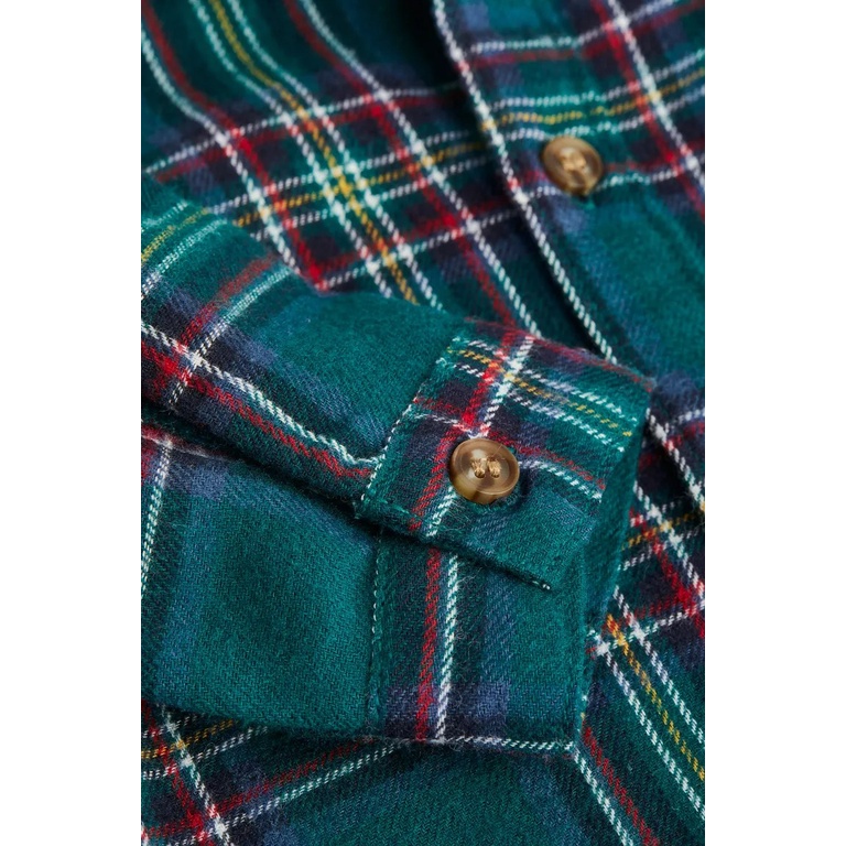 Áo somi caro xanh đỏ HM H&M_hàng chính hãng authentic