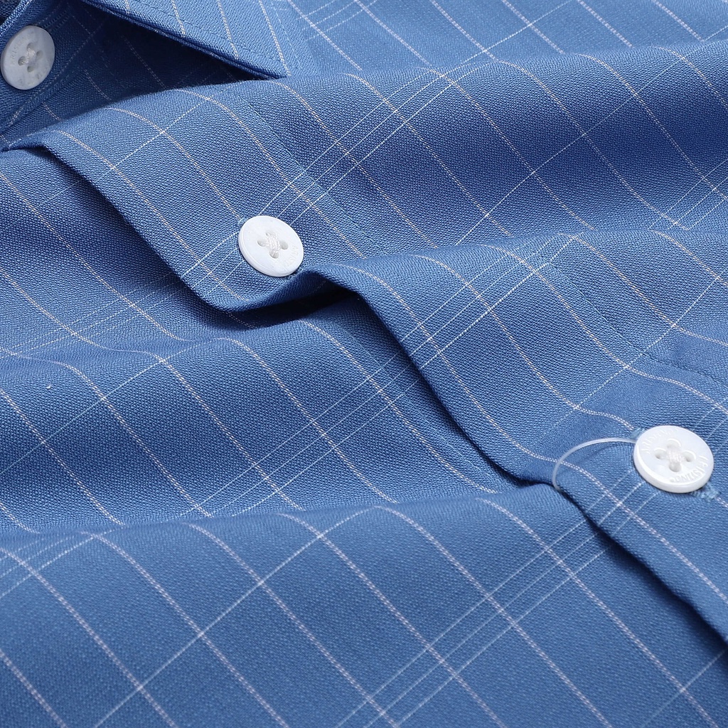 Áo sơ mi nam dài tay ARISTINO dáng suông vừa thoải mái, họa tiết xanh kẻ trắng trẻ trung, thanh lịch  - ALS14701
