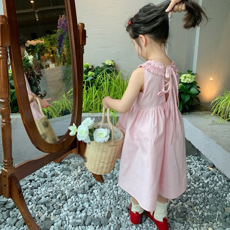 Đầm công chúa bé gái sát nách màu trơn thoáng khí thân thiện với làn da