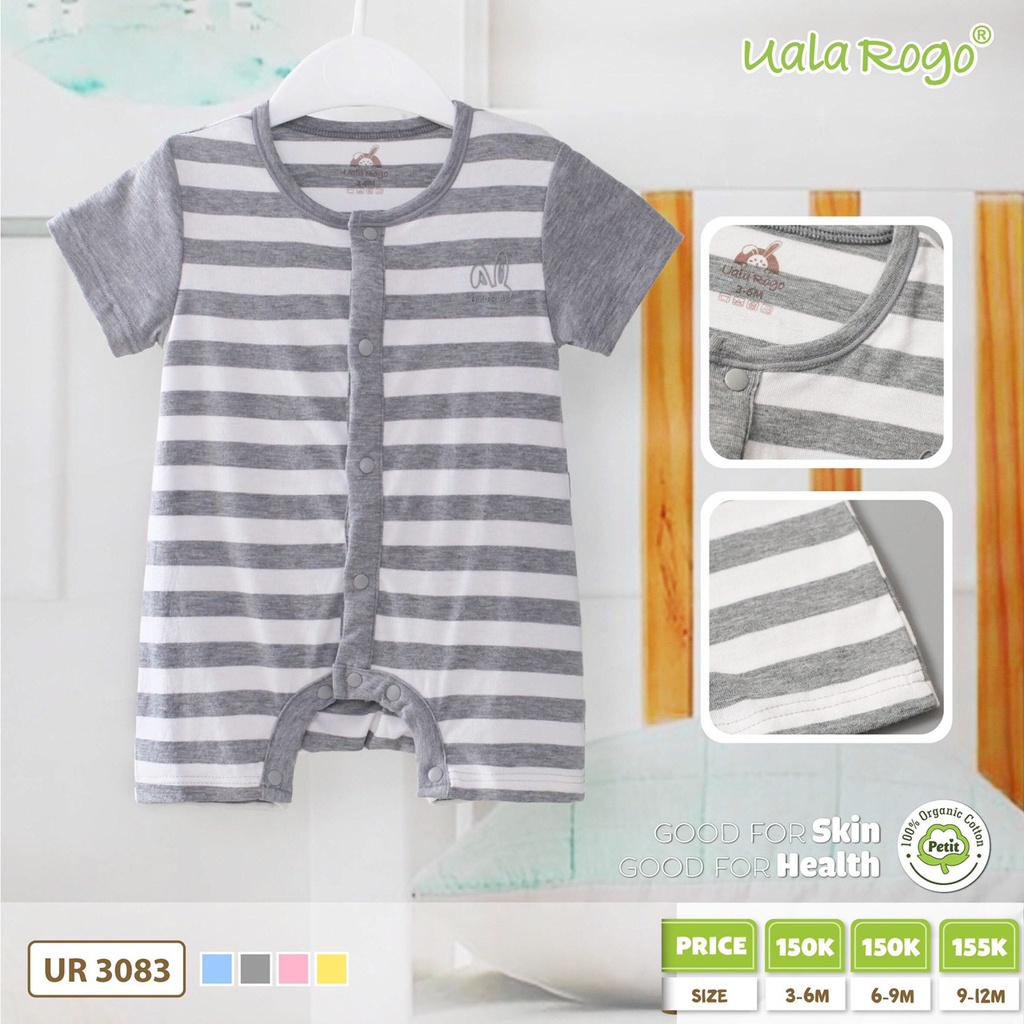 Uala Rogo - Body cộc petit kẻ 3083 - Ghi - 6M