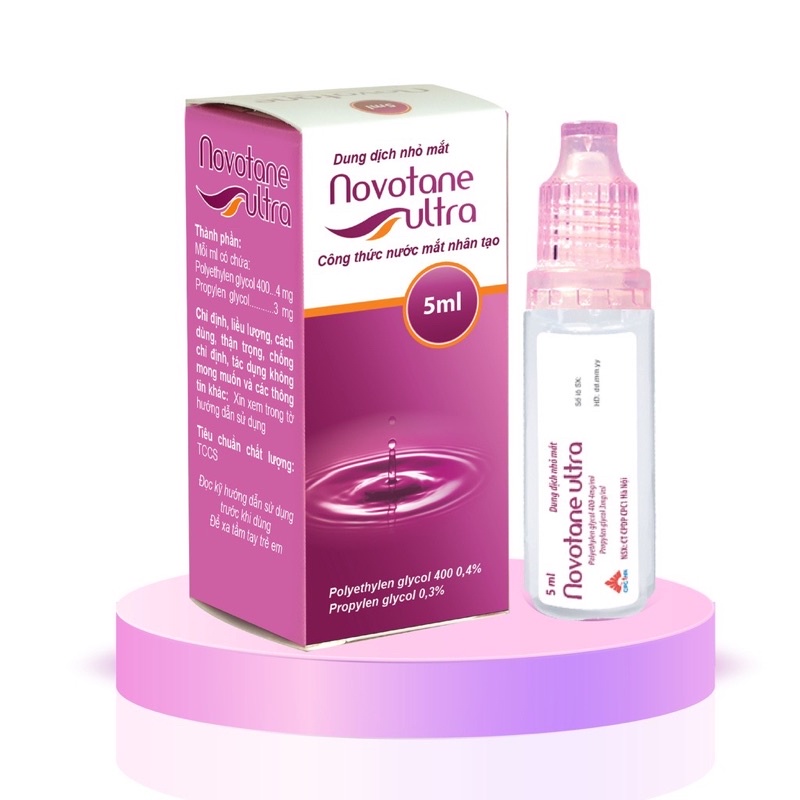 Nước mắt nhân tạo Novotane Ultra giúp dưỡng ẩm mắt, giảm khô mắt và mỏi mắt (Lọ 5ml)