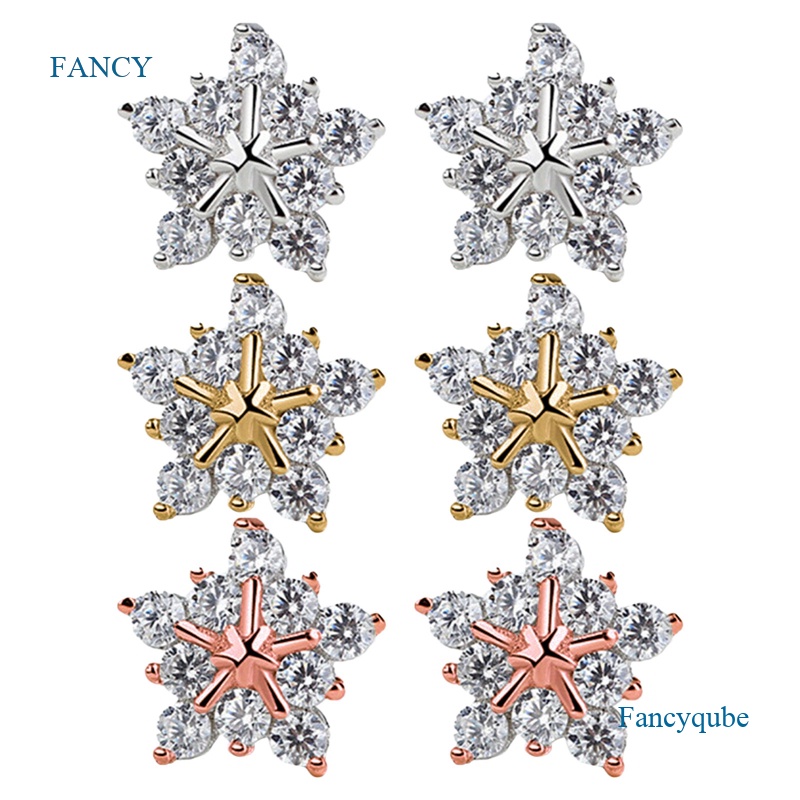 Fancyqube Bông Tai Hình Hoa Tuyết Đính Đá Zircon Lấp Lánh Thời Trang Cho Nữ