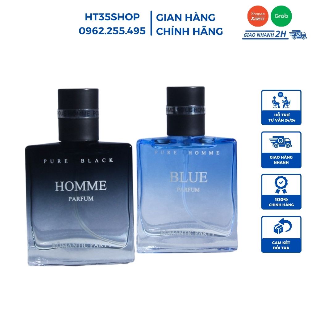 Set 2 chai nước hoa nam cao cấp Pure Homme và Pure Black 30ml lưu hương lâu HT35SHOP