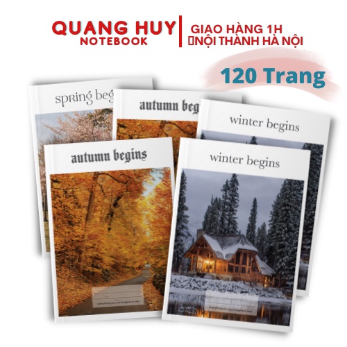 Combo 5 quyển vở học sinh Quang Huy mẫu 4 mùa 120 trang, tập viết kẻ ngang b5 ghi chép, sổ tay giáo án dòng kẻ cấp 2