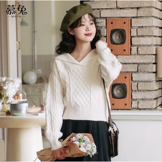 Áo len nữ vặn thừng cổ thuỷ thủ