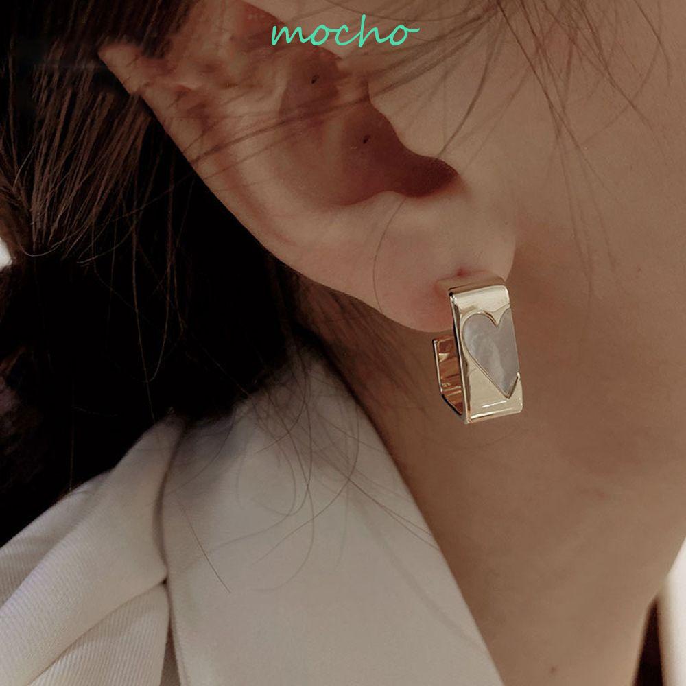 Khuyên Tai Kim Loại Hình Vuông Trái Tim Sang Trọng Phong Cách Retro Cho Nữ