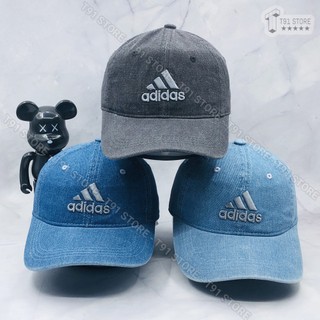 Nón kết vải bò - Mũ lưỡi trai vải Jean cao cấp thêu logo 3 sọc sắc nét, khóa đồng cửa sổ có logo, phom mũ chuẩn VNXK
