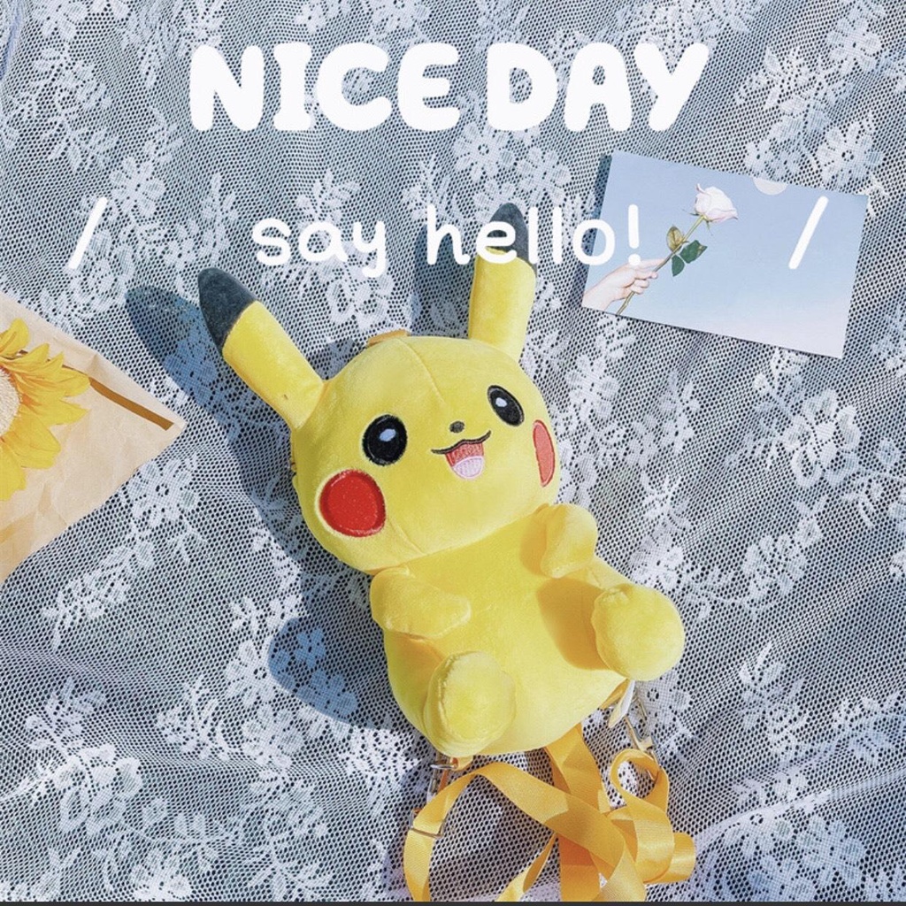 Ba Lô Gấu Bông Hình Pikachu - Túi Đeo Balo Gấu Xinh Xắn
