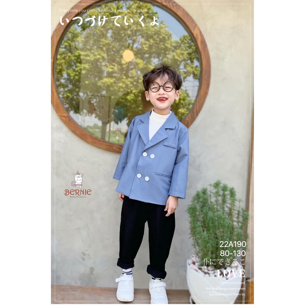 Set vest 4 khuy quần đen Bernie cho bé trai