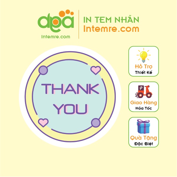 Sẳn Tem Nhãn Giấy Decal Dán Intemre.com Thank You Hình Tròn 4cm - 24 Mẫu