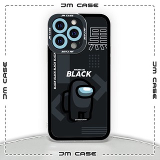 Ốp lưng iphone samsung xiaomi oppo cạnh vuông JMCase Black Among Us Game Cute Dễ Thương