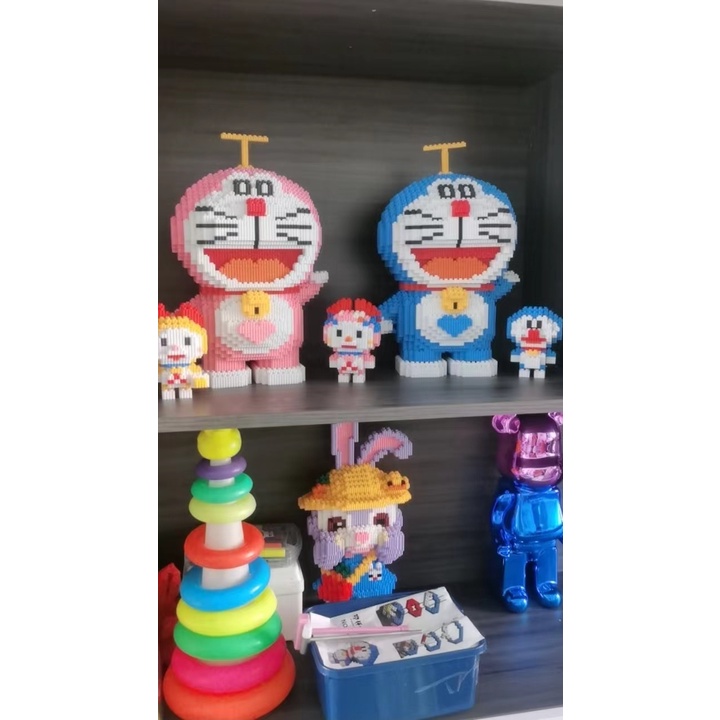 Lắp ráp mô hình 3D nhân vậy hoạt hình doremon hồng túi trái timcỡ lớn 38cm trưng bày trang trí siêu hot